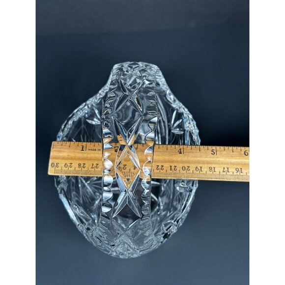 Vintage Pressed Glass Crystal Handled Basket Candy Dish Pinwheel Design - Picture 16 of 16